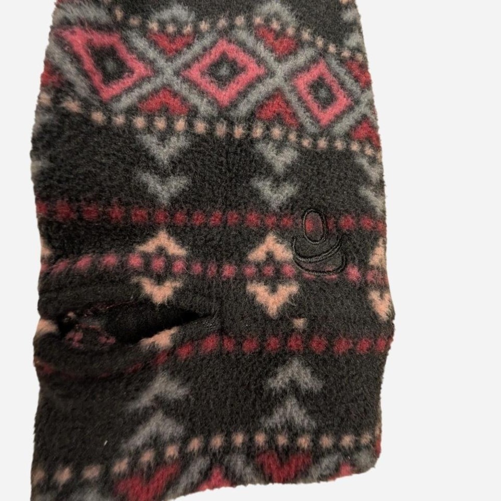 Cuddl Duds long sleeve drape-front fleece jacket navy blue with pink Aztec print - Picture 3 of 7